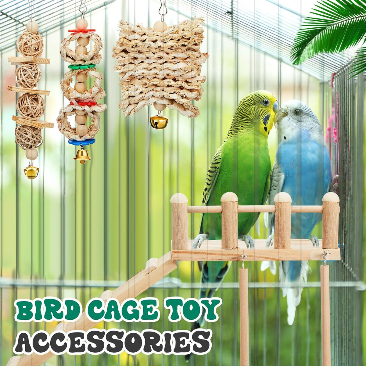 10 Pcs Parrot Swing Toys and Bird Perches Platform with Climbing Ladder Chewing Standing Hanging Parakeet Toys Bird Cage Accessories L658