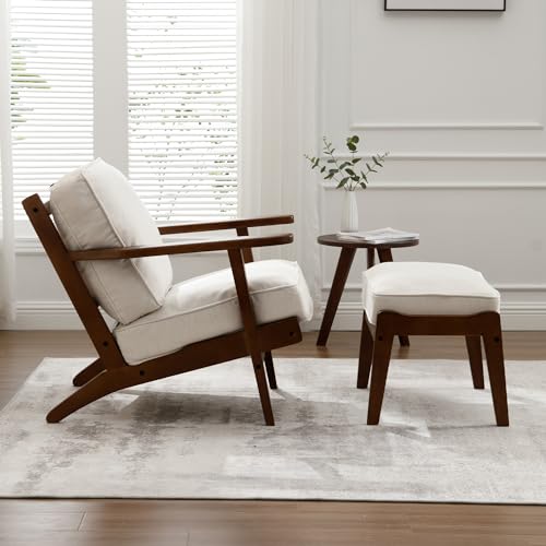 Beige Linen Fabric Accent Chair with Arm B799470