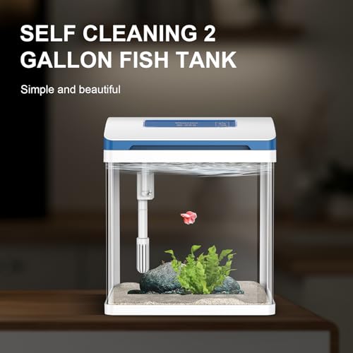 2 Gallon Glass Self-Cleaning Small Fish Tank T817309