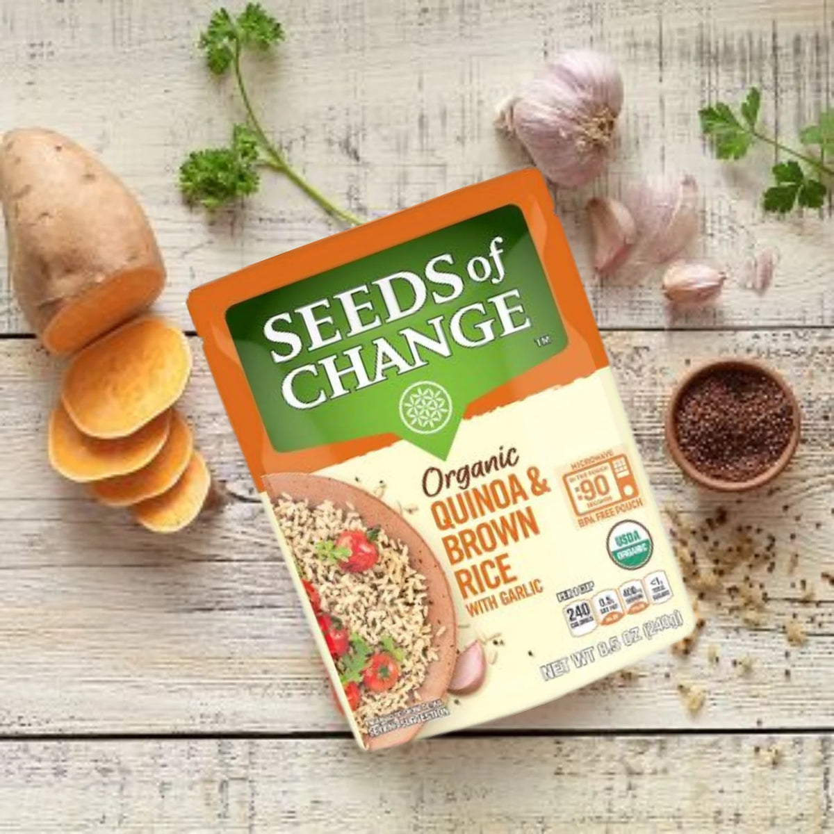 Organic Quinoa & Brown Rice with Garlic Mix, 8.5oz x 6 Packs A15754