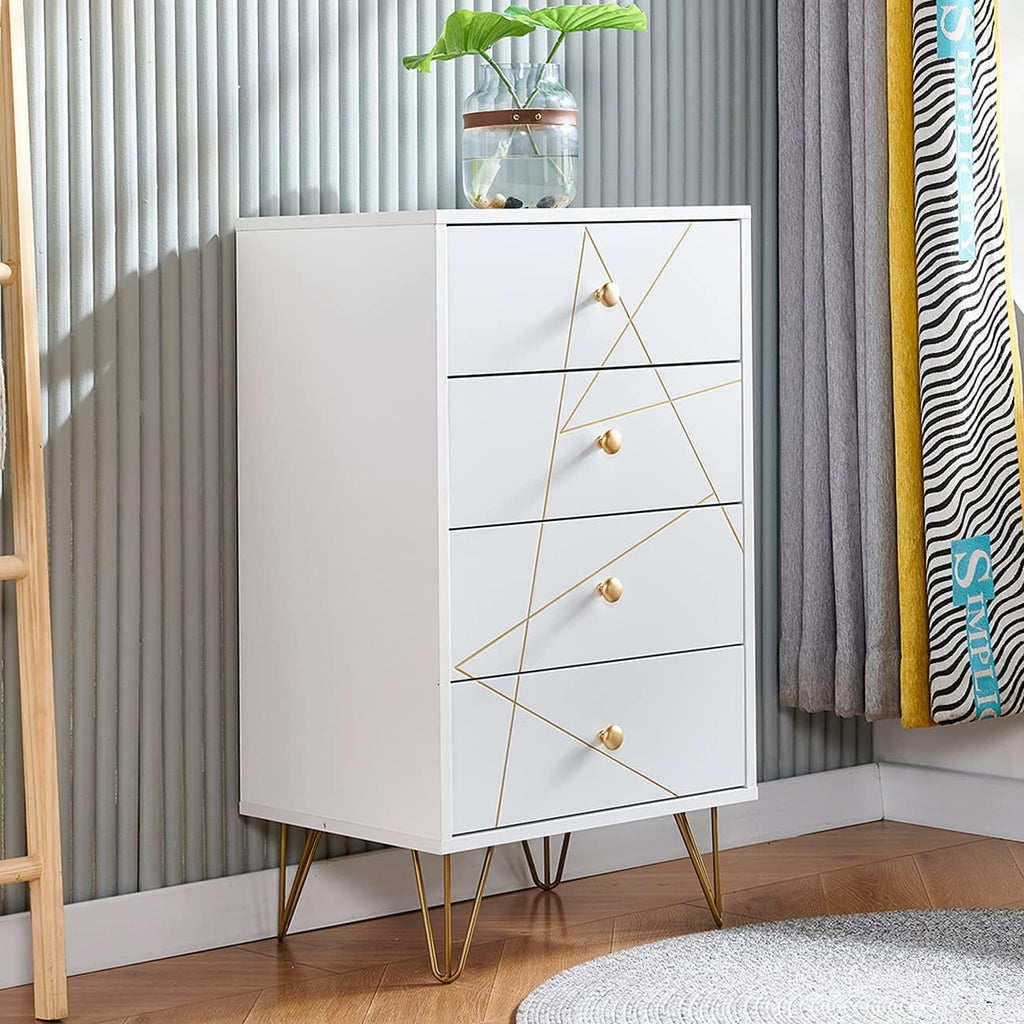 White 4 Drawer Wood Chest of Drawer O882