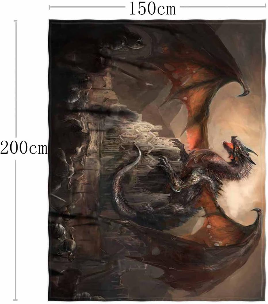 58 x 80 Inch Dragon Castle Soft Throw Blanket V482