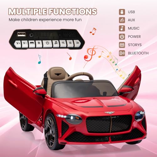 White Licensed Bentley Bacalar Kids Electric Car with Parent Remote Control U65761
