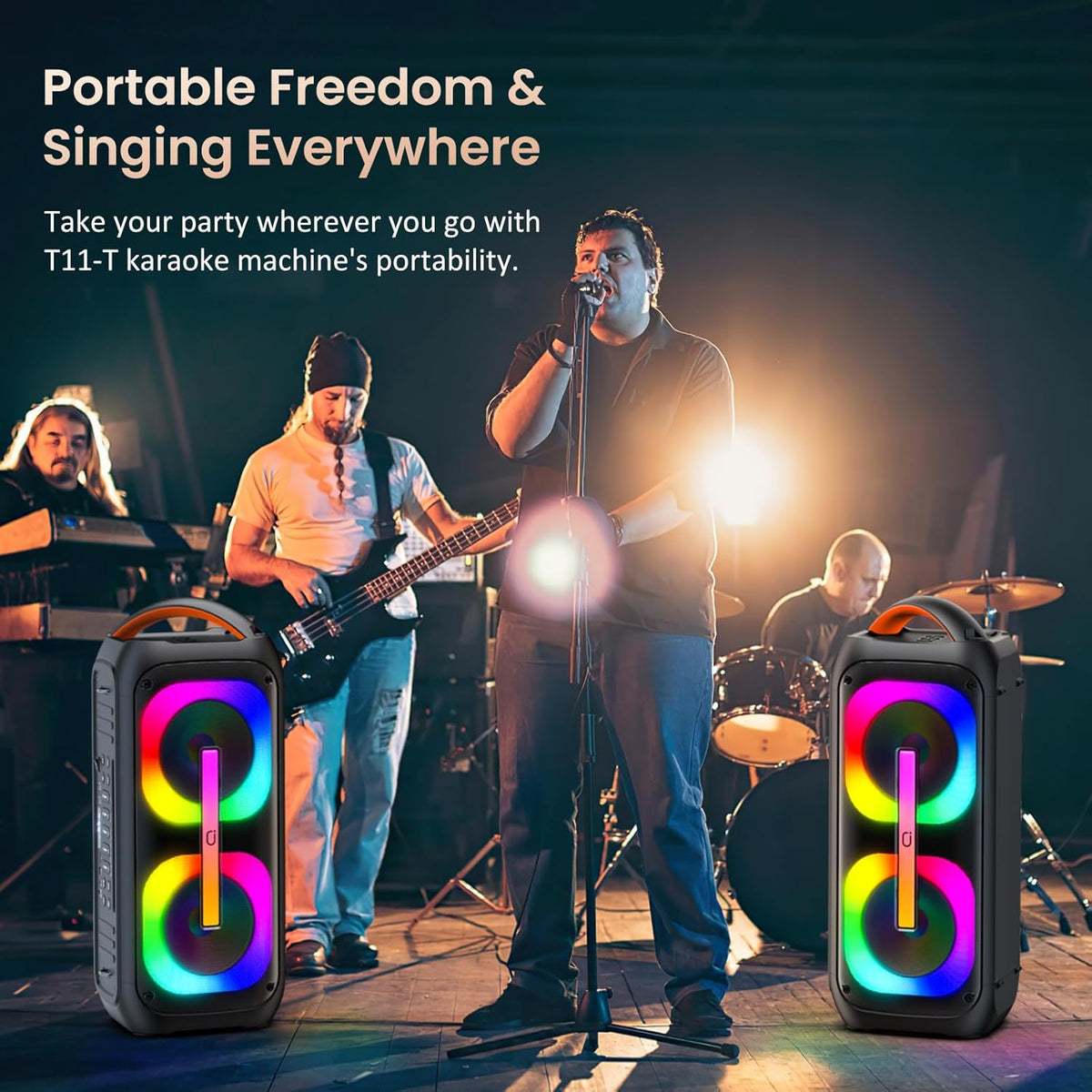 Karaoke Machine with 2 Microphones, Bluetooth Speaker with Dual 6.5" Subwoofer B164