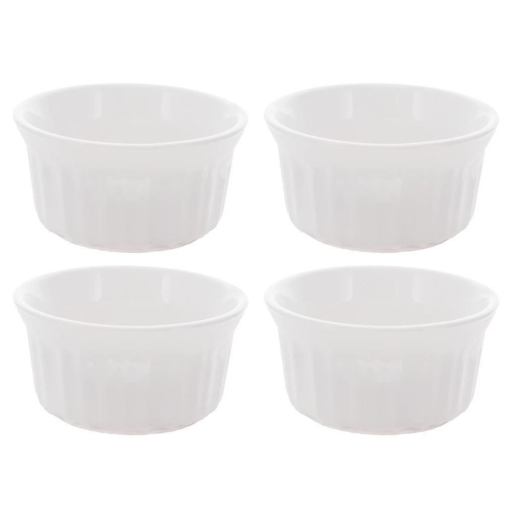 4-Pack 4oz Round French White Ramekins Bowl Q14867