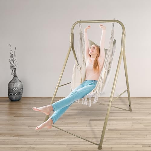 Hammock Chair Stand with Hanging Swing Chair, Heavy Duty Steel, Max Load 330 Lbs K580