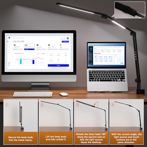 Black 18W LED Desk Lamp with Clamp Q7952