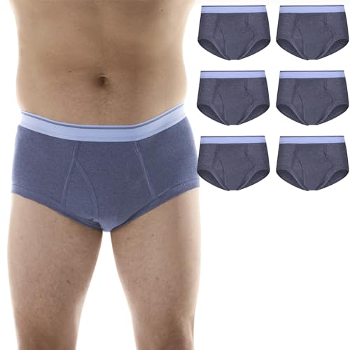 Reusable Washable Men's Incontinence Briefs (Pack of 6) (Gray) (L) (Waist 38-40) N8301
