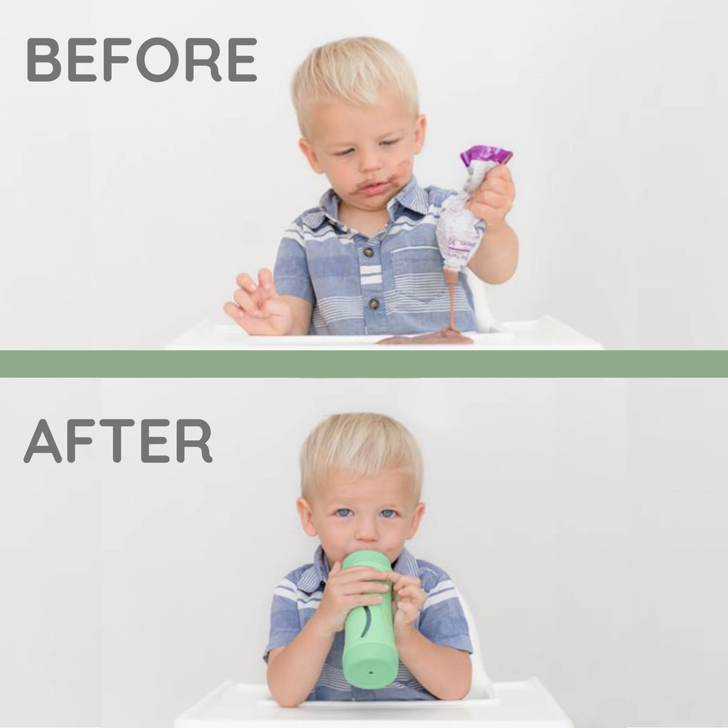 Baby Food Bottle Self Feeder Reusable Silicone Cup Sage I593