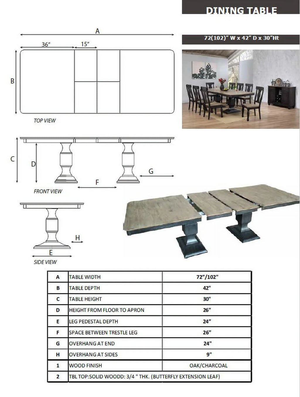9 Piece Extendable Dining Table and 8 Chairs Set T4121