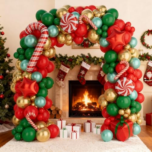 149PCS Red Green Gold Balloon Garland Arch Kit C56819