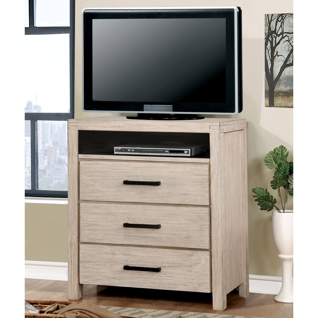 Dark Grey Wire-Brushed 3-Drawer Media Chest L58098