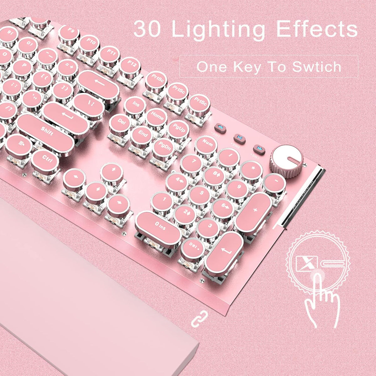 Pink 104 Keys White LED Backlit Mechanical Gaming Keyboard with Mouse Combo V20101