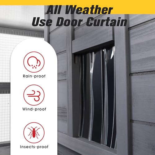 70 Inches Large Wooden Catio Outdoor Cat Enclosure with Waterproof Roof T696