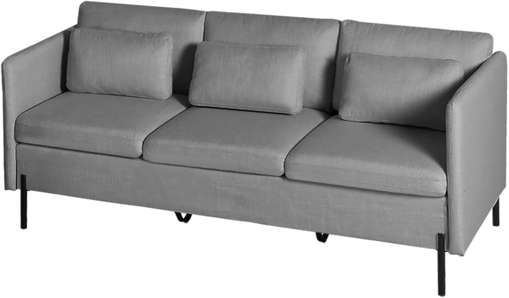 Grey 3 Pcs Upholstered Sofa Set with Pillows B581626