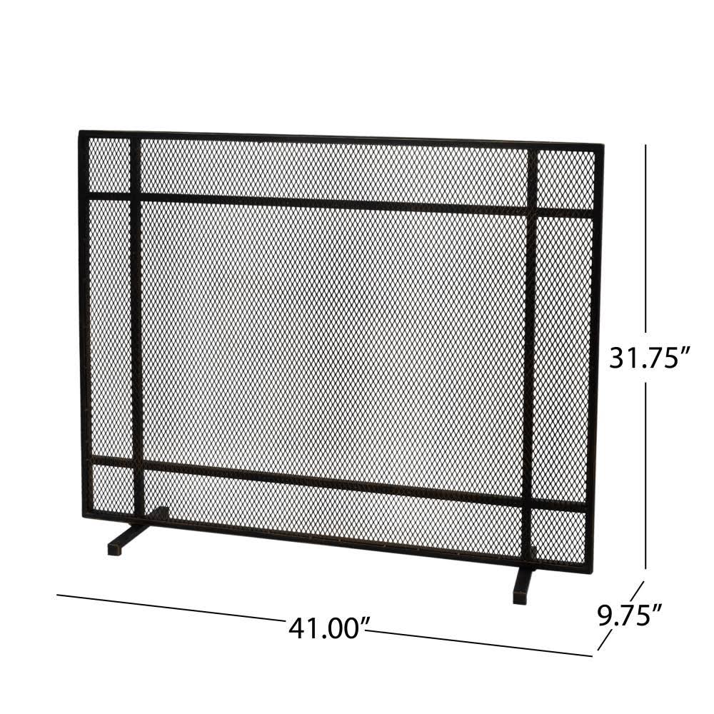 Black Single Panel Iron Firescreen C3948
