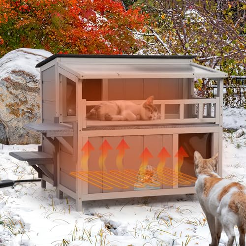 Gray 2-Tier Wood Cat House K5085
