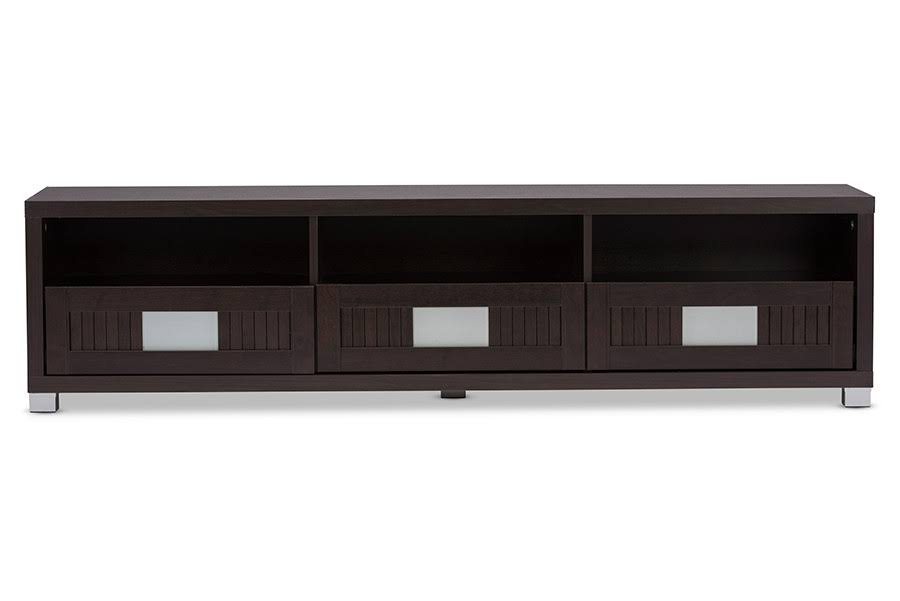 Dark Brown Wood 63-inch TV Cabinet with 3-Drawer N39579