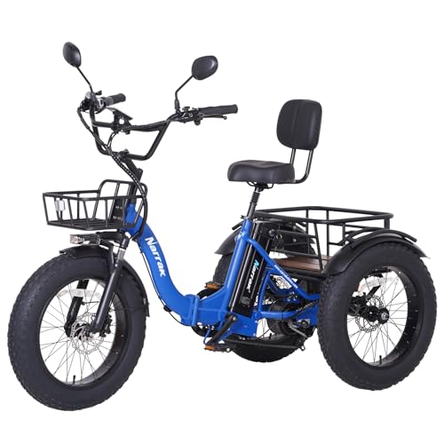750W 48V13Ah 20"x4.0" Aluminum Folding Fat Tire 3 Wheel Electric Trike F337281