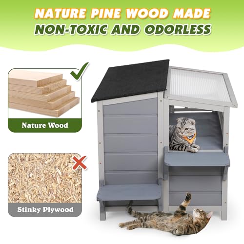 Gray 2-Tier Wood Cat House K5085