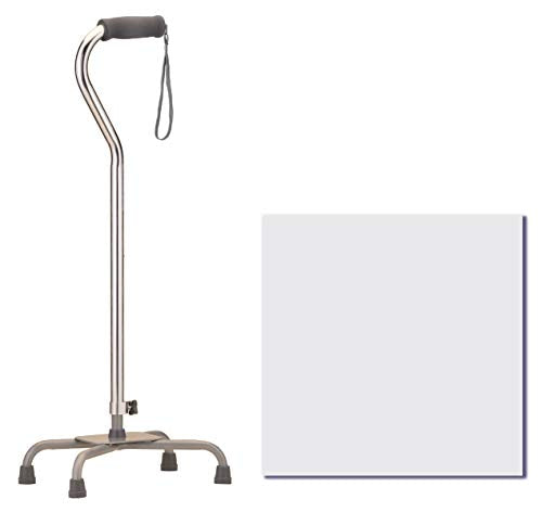 Large Base Offset Silver Quad Cane W7197