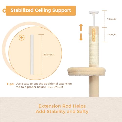 Grey 5-Tier Adjustable Cat Tree with Scratching Post Y785