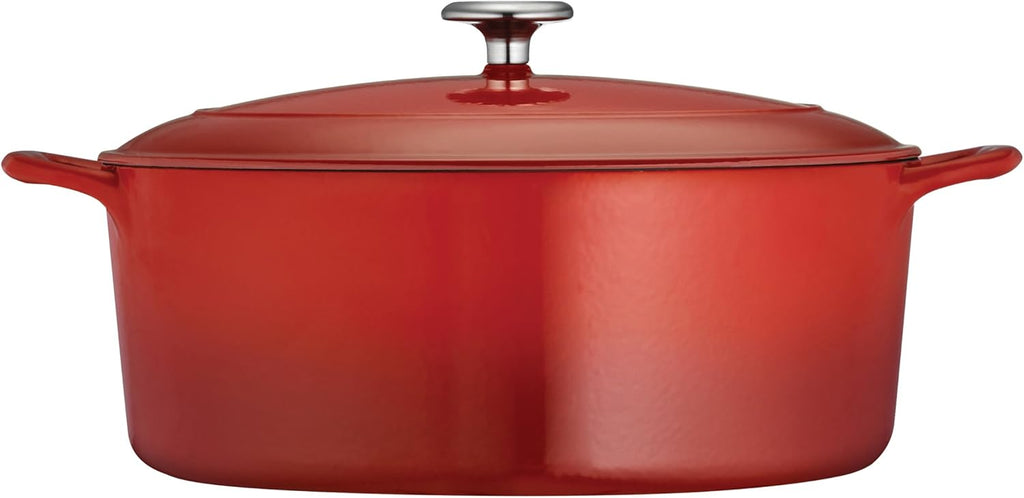 Enameled Cast Iron Covered Dutch Oven 7-Quart Gradated Red V1811