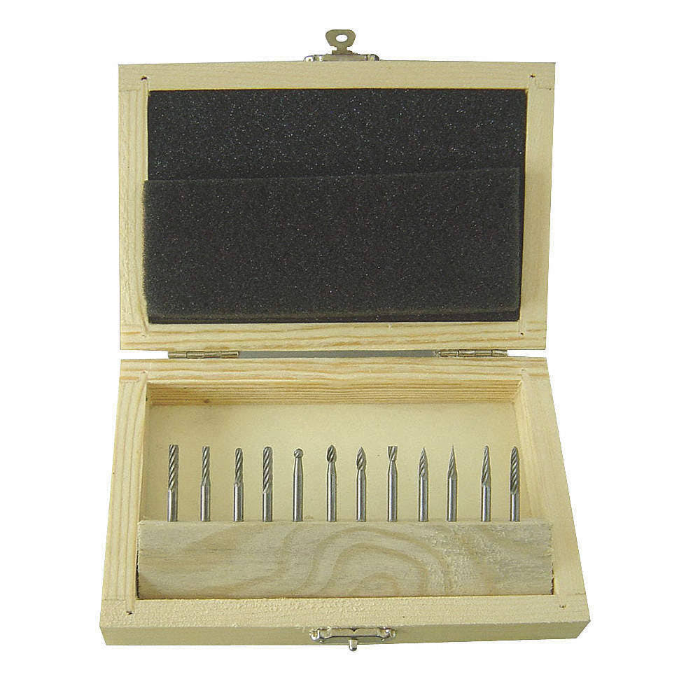 Carbide Bur Set Single Cut 1/8 in 12 Pcs W140953