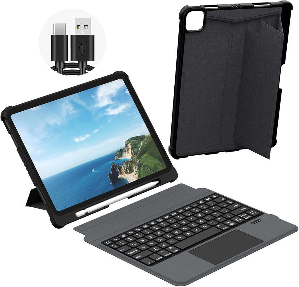 Detachable Wireless Bluetooth Keyboard Case with Trackpad for iPad U613