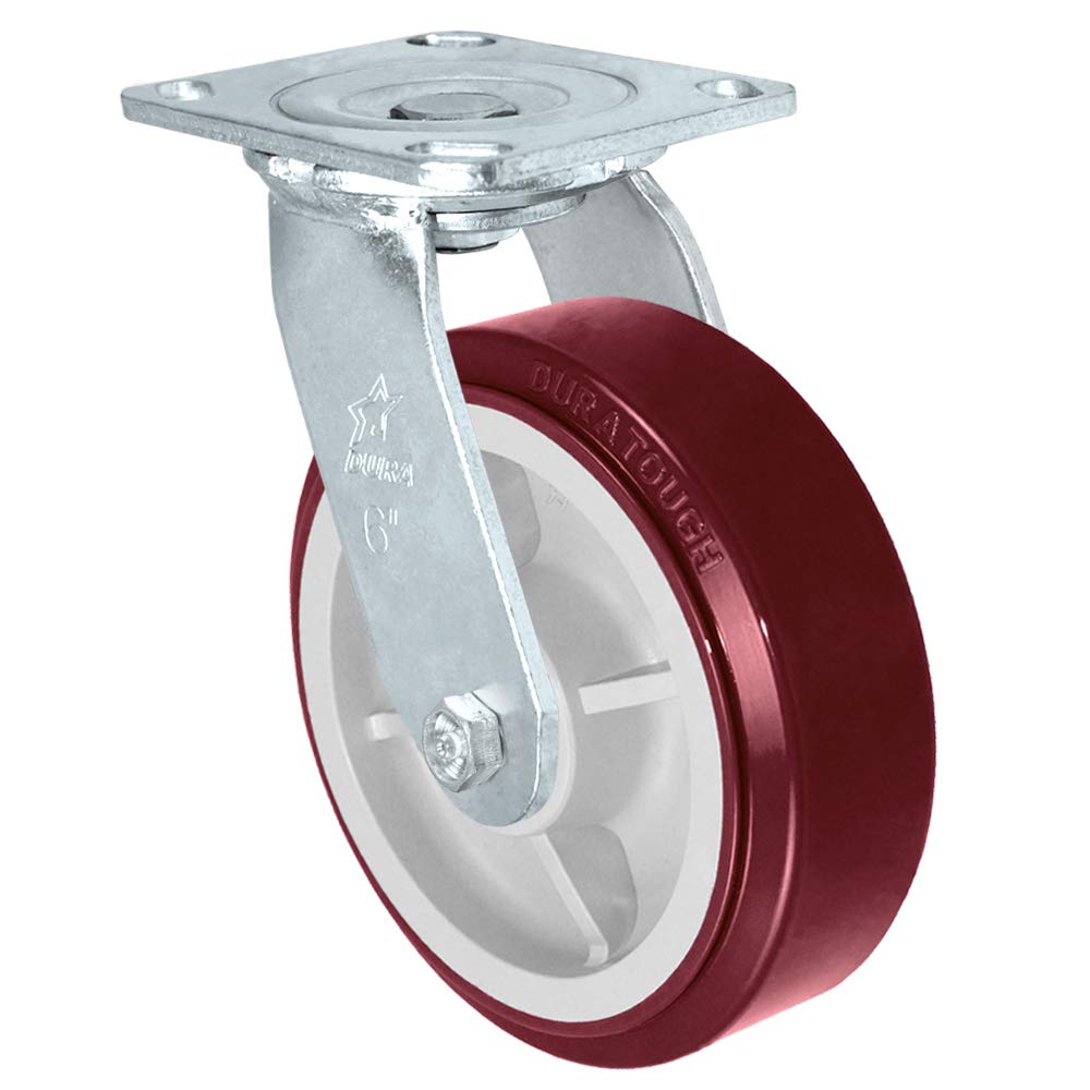 Heavy Duty Polyurethane Swivel Casters with Brake, 6 x 2, Pack of 4 T897215