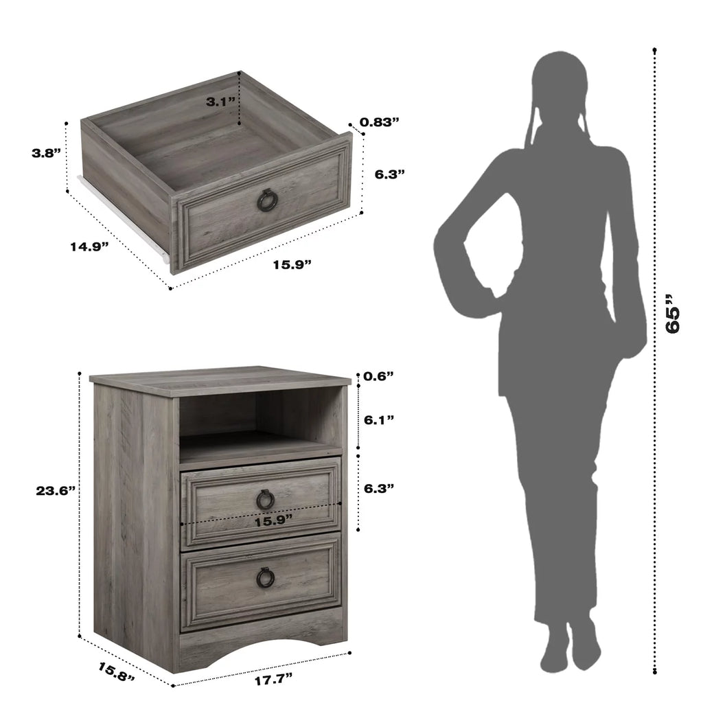 Gray Modern Nightstand Set of 2 P345