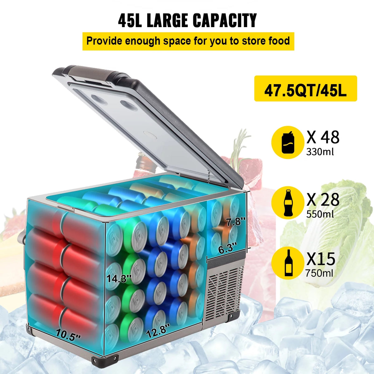 20L Portable Compact Refrigerator Freezer O48479