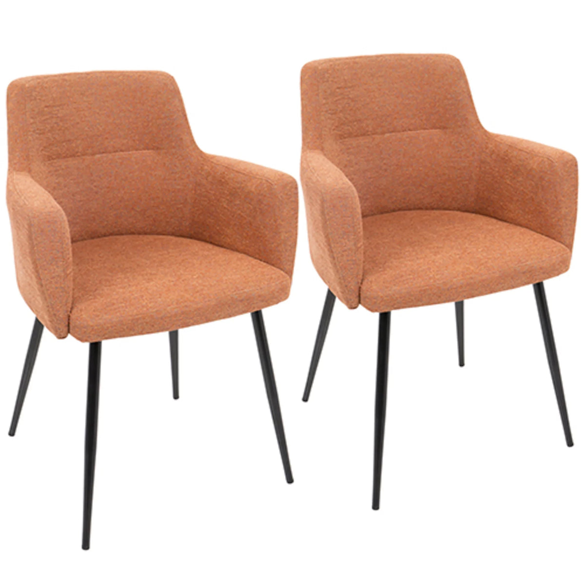 Orange Fabric Dining Accent Chair Set of 2 A4715
