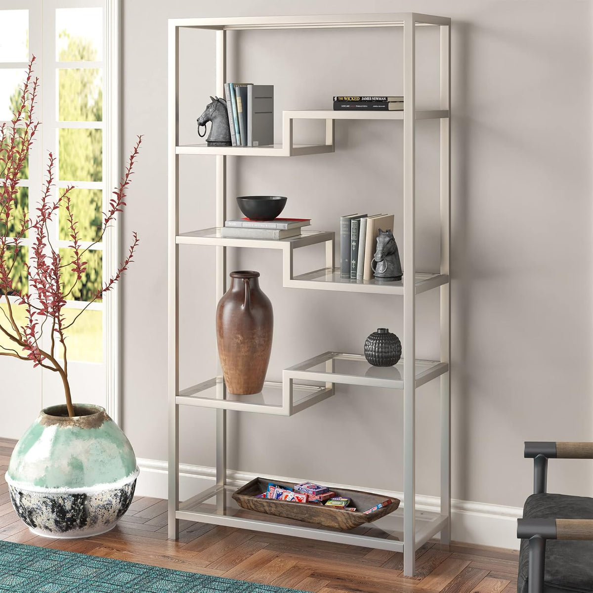 Blackened Bronze Metal Bookcase D249617