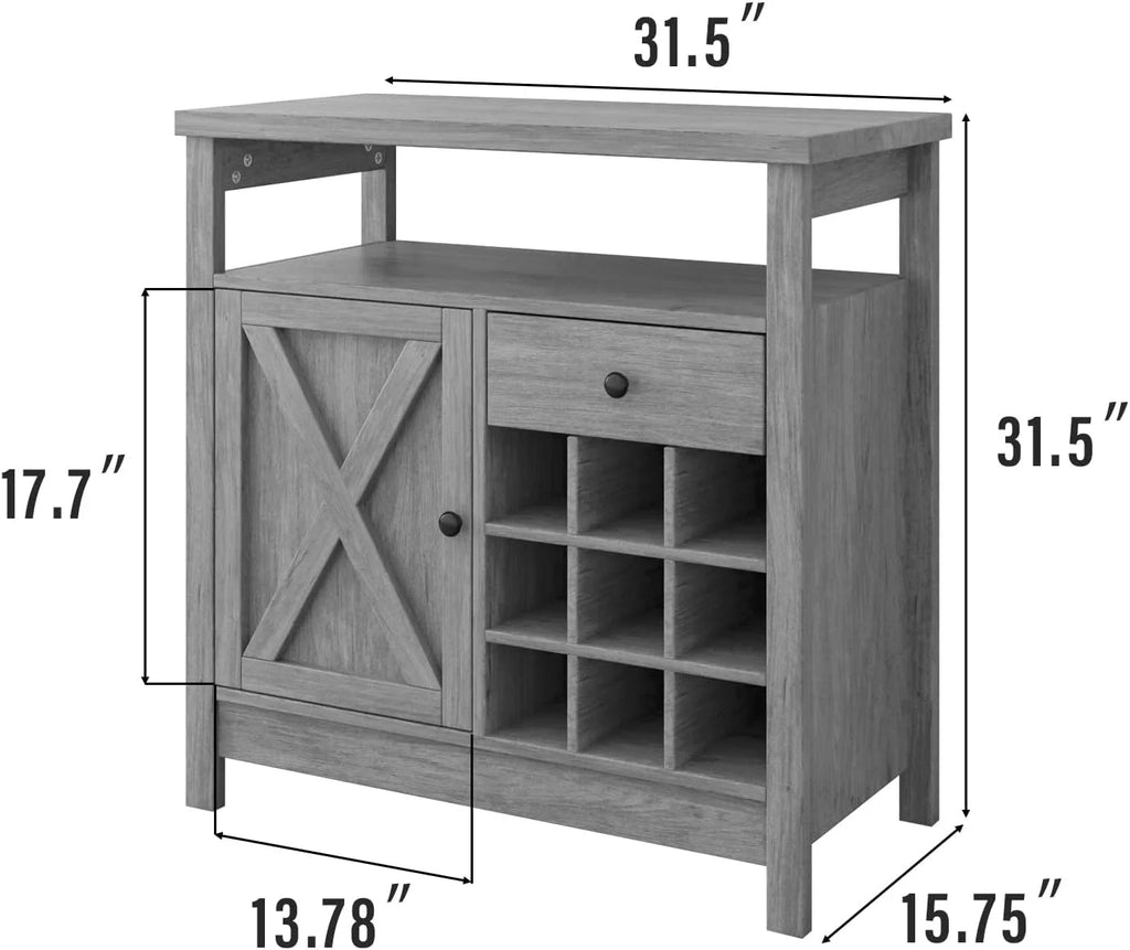 Gray Coffee Bar Cabinet with Storage J884