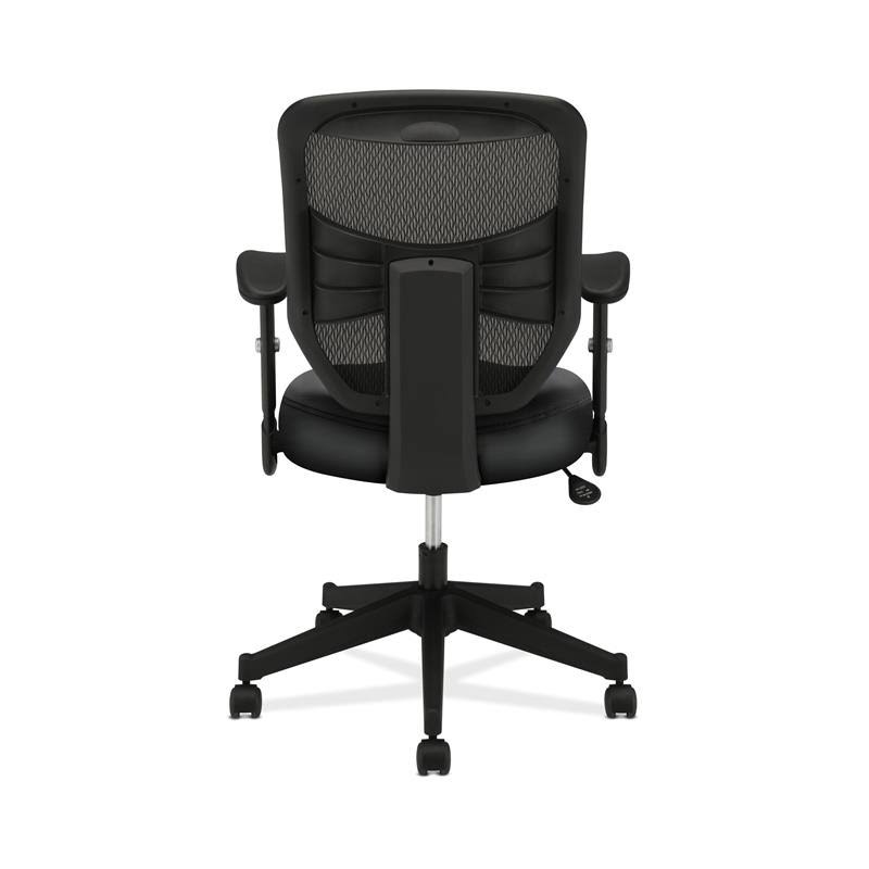 Leather High-Back Mesh Work Chair with Adjustable Arms in Black G7920