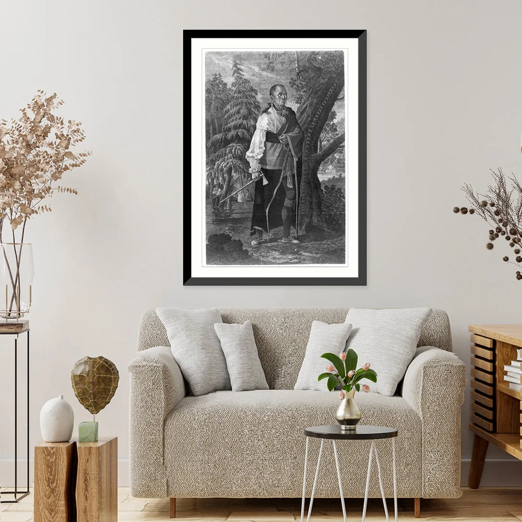 Framed Print Portrait of Hendrick Mohawk chief S7900