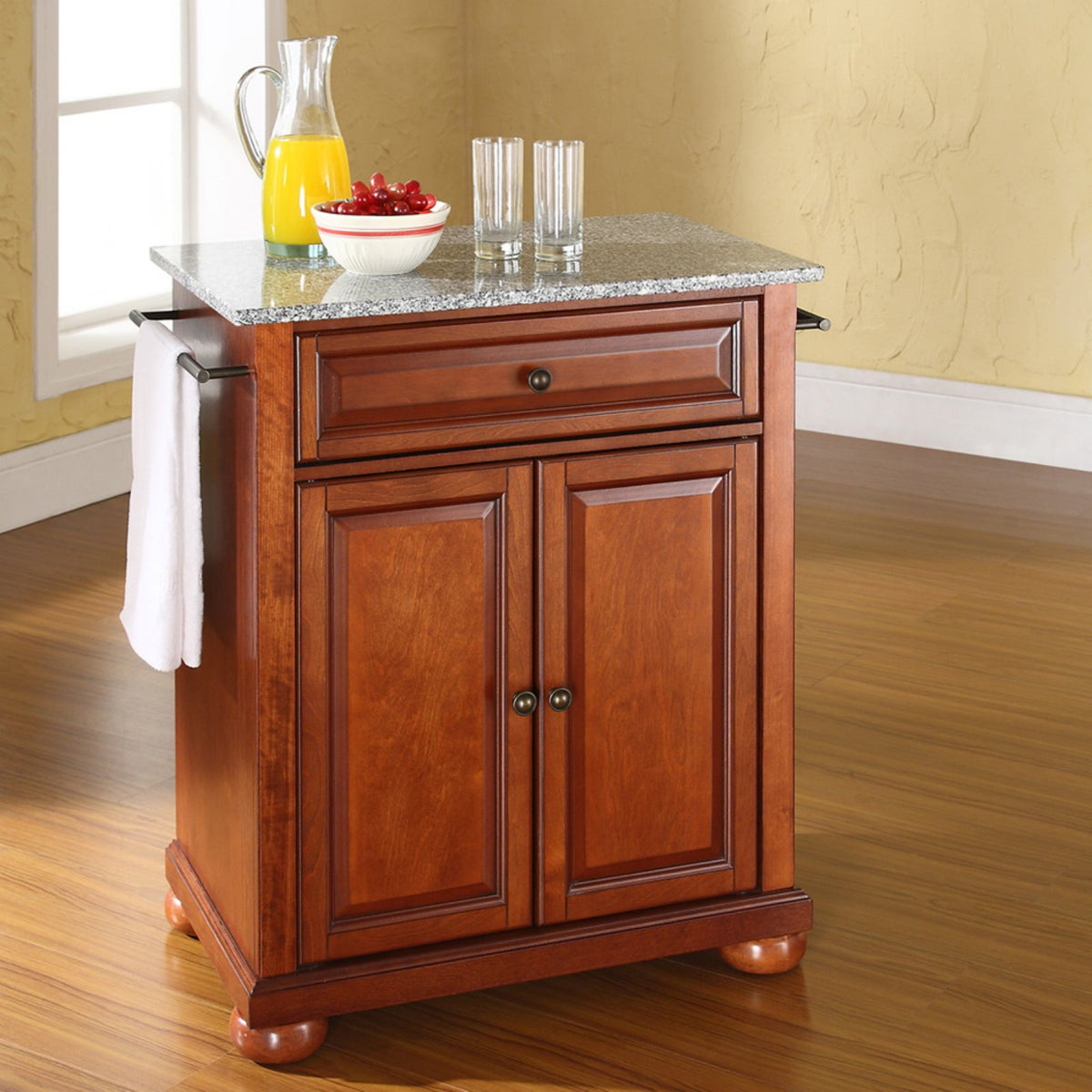 White/Gray Wood Portable Kitchen Island Q940886