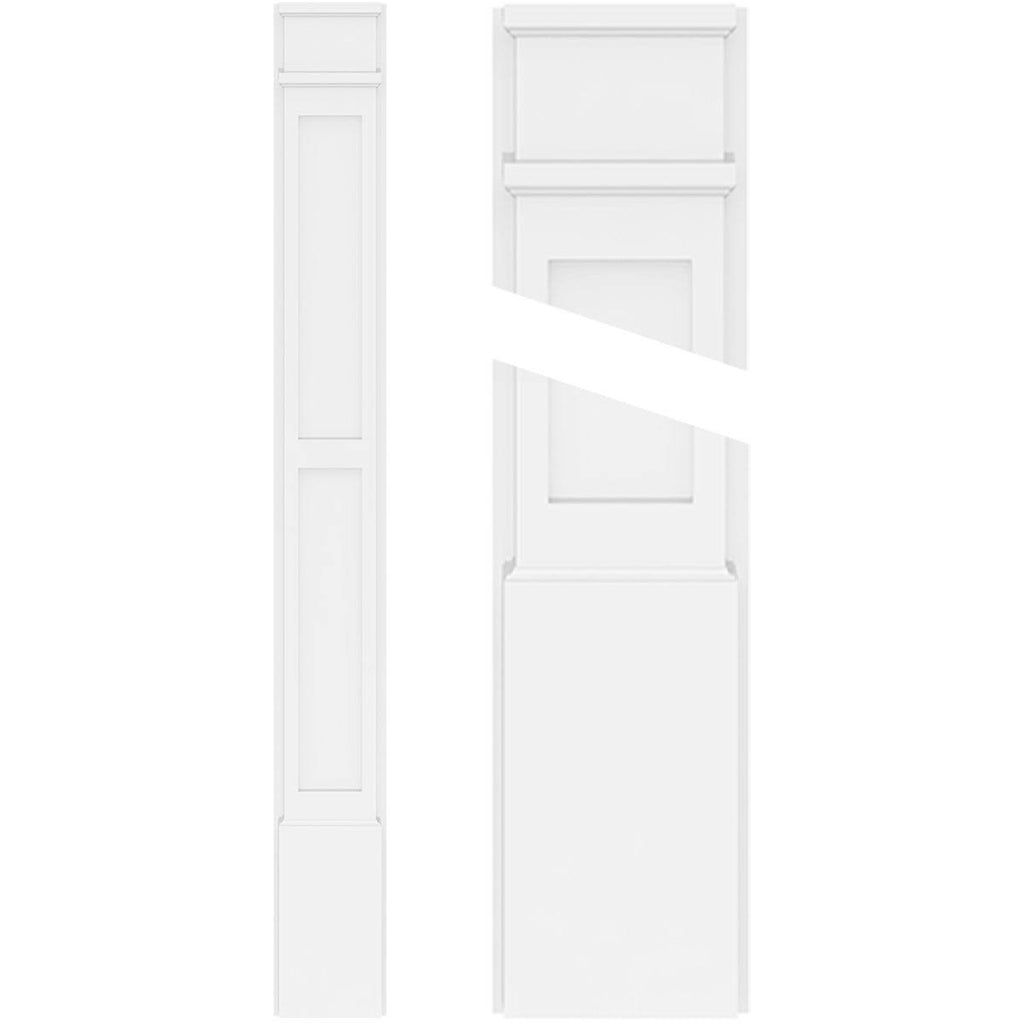Two Equal Flat Panel PVC Pilaster with Decorative Capital & Base F746