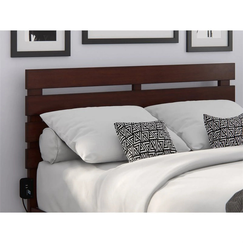 Solid Wood Full Headboard with USB Charger J78588