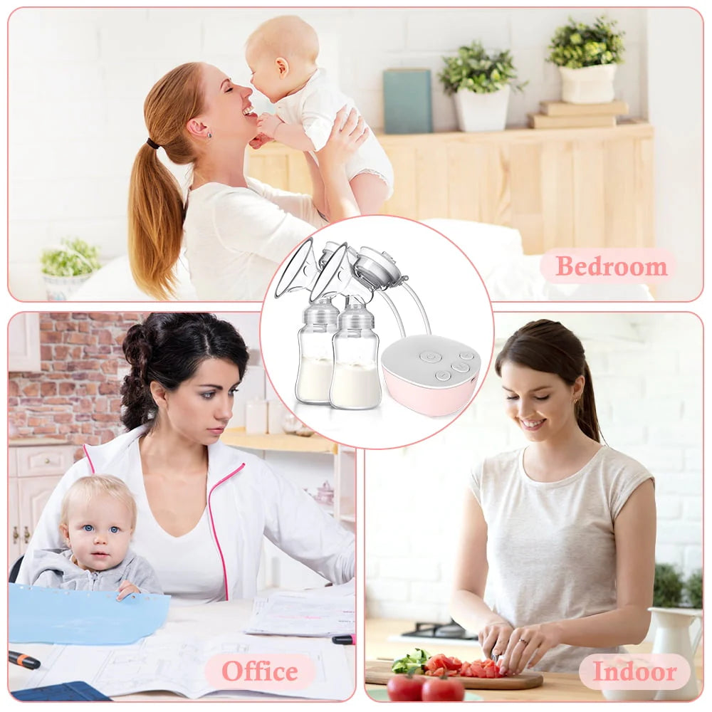 Double Electric Breast Pump, Portable Anti-Backflow 3 Modes 9 Levels, Pink D5024