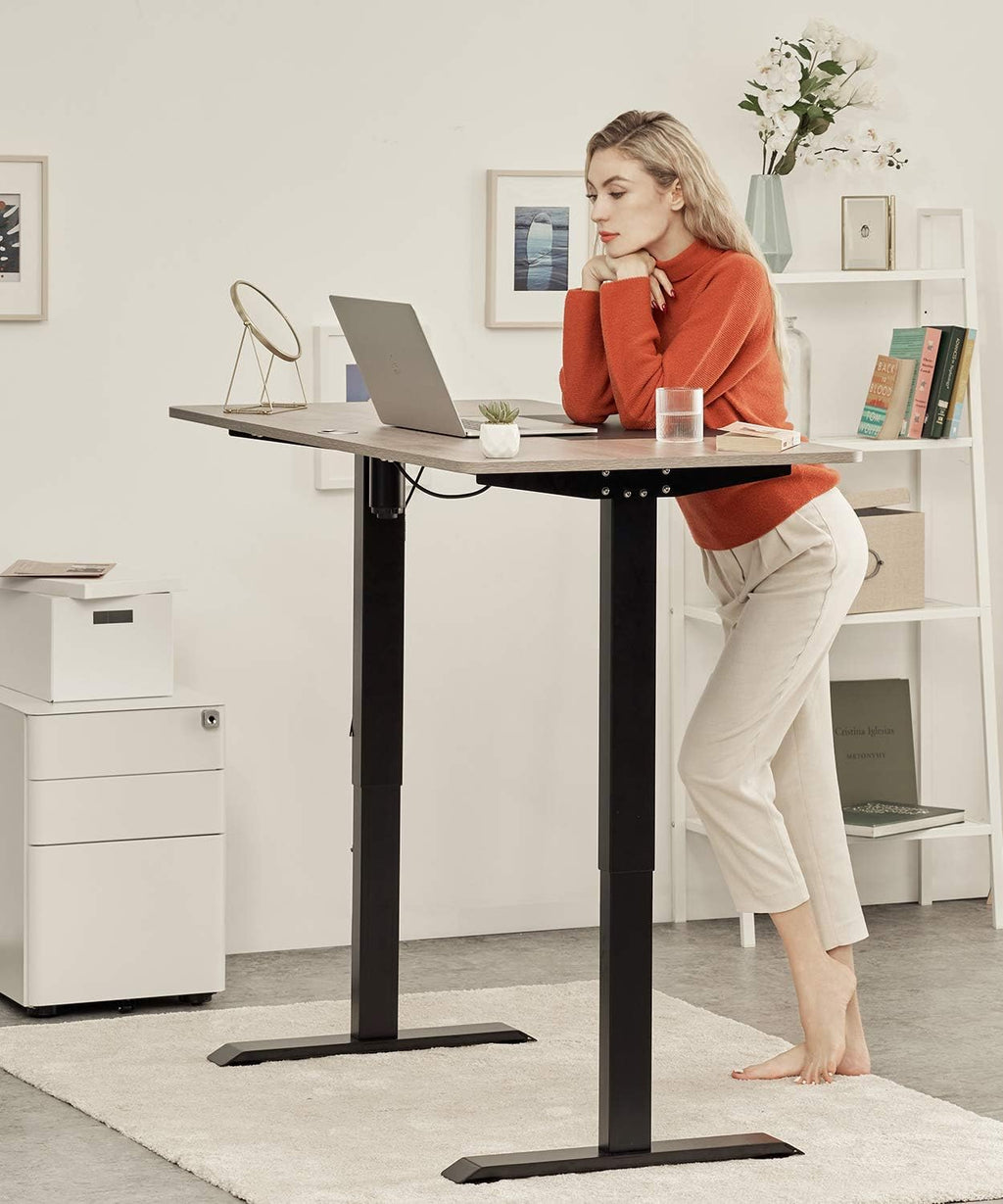 Mobile Laptop Desk Height Adjustable Rolling Cart with Lockable Wheels Beige J1152