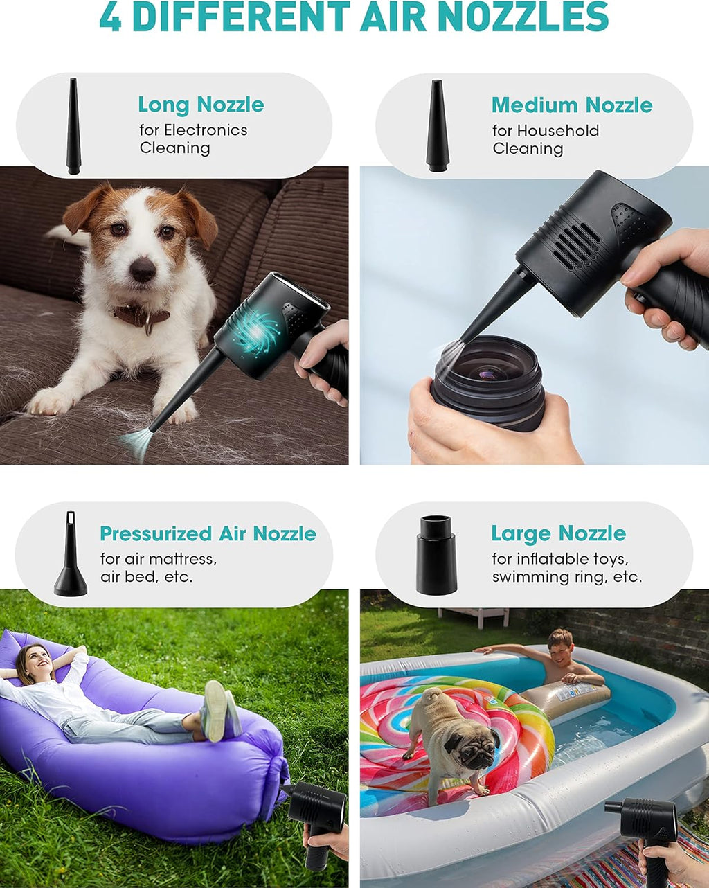 Cordless Electric Compressed Air Duster 33000 RPM 6000mAh Reusable Portable Air Duster A259