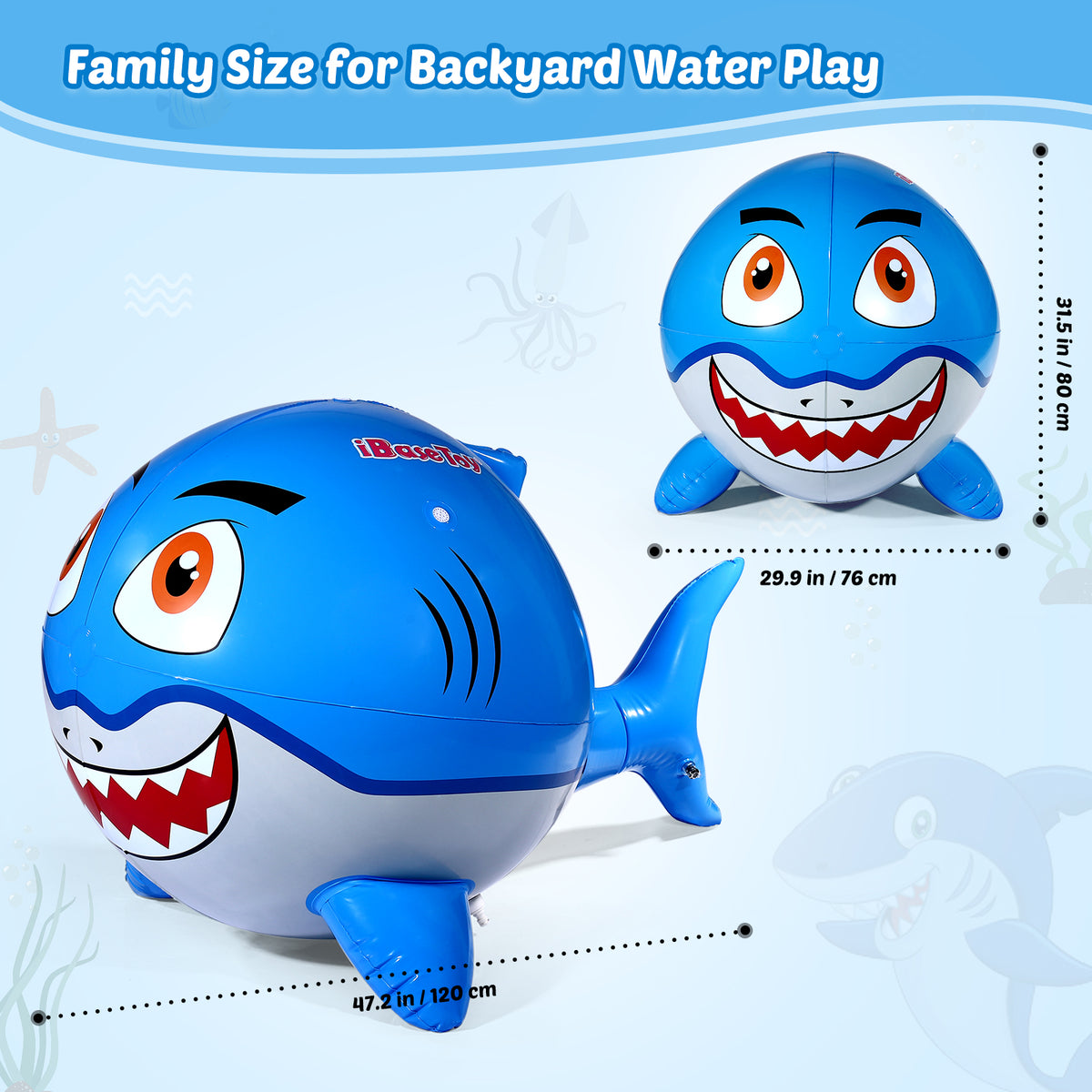 Inflatable Shark Sprinkler Water Ball 80x120cm Z43878