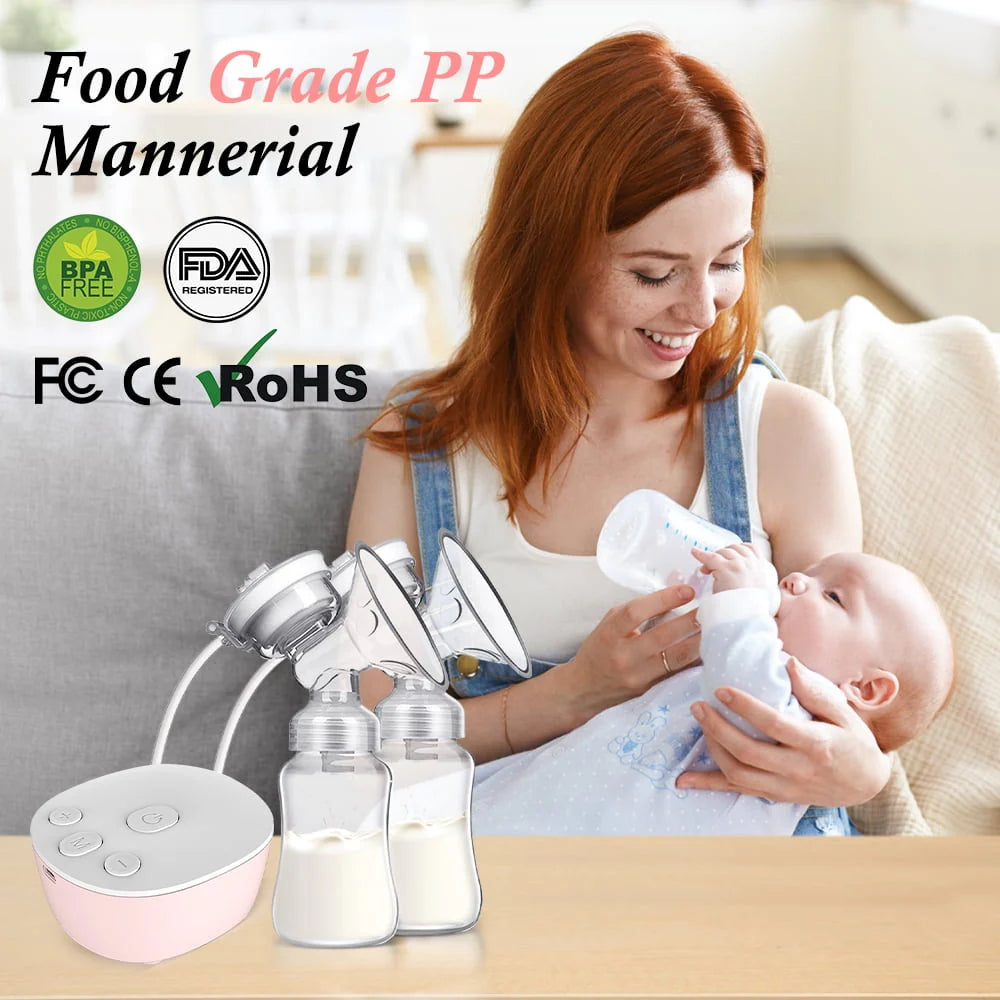 Double Electric Breast Pump, Portable Anti-Backflow 3 Modes 9 Levels, Pink D5024