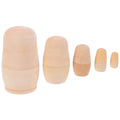 5Pcs Unpainted Wooden Nesting Dolls (Khaki) C46895