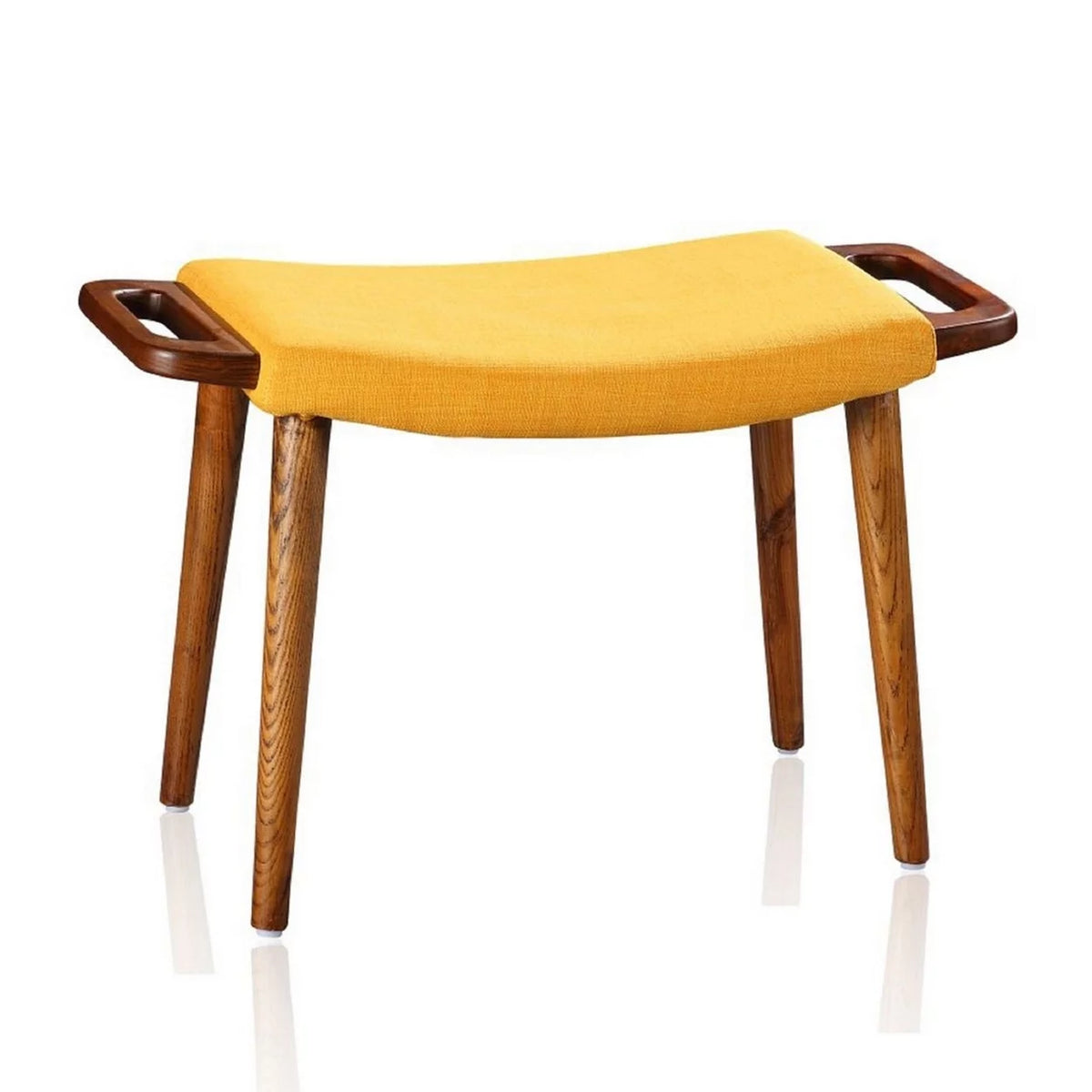 Yellow and Walnut Accent Chair and Ottoman E3279