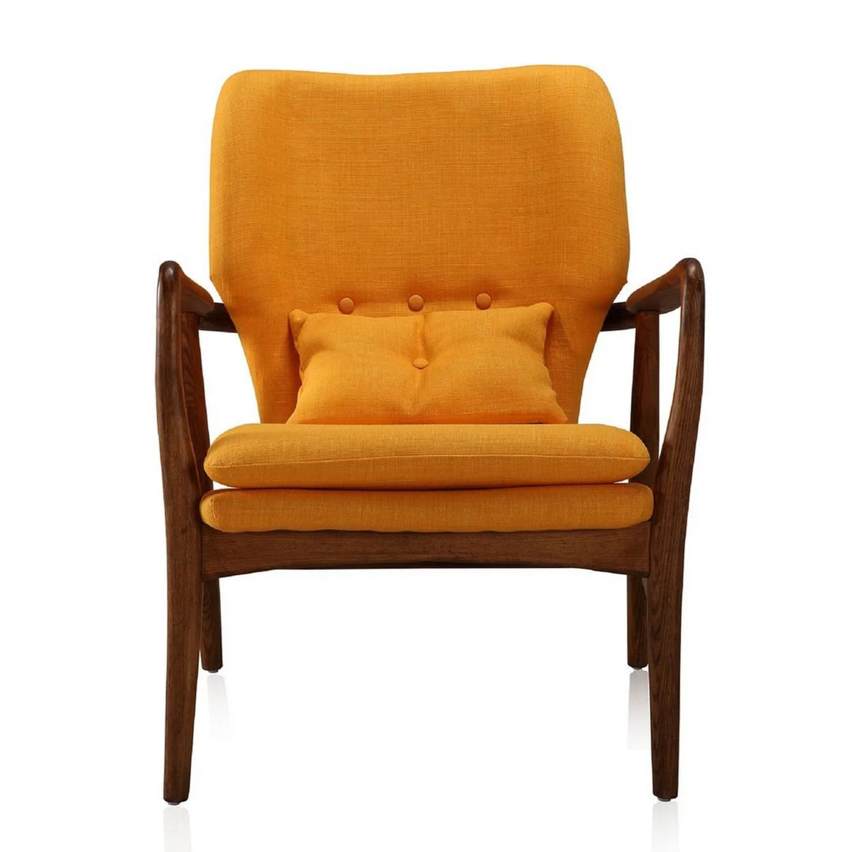 Yellow and Walnut Accent Chair and Ottoman E3279
