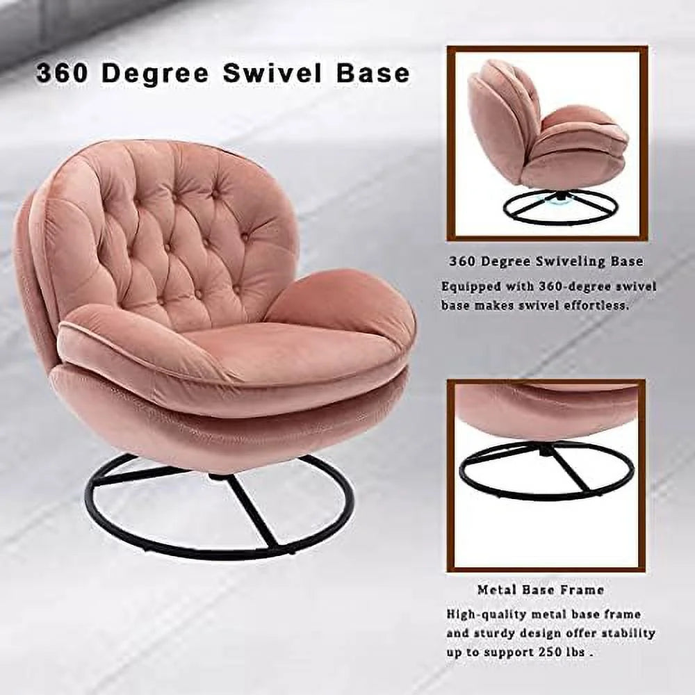Velvet Swivel Accent Chair with Ottoman Set Z52526