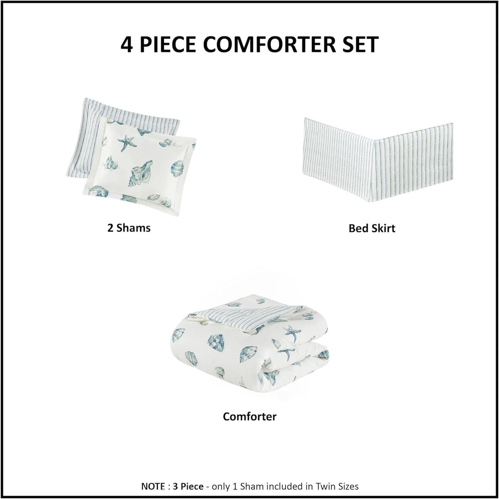 Coastal Reversible Comforter Set 4 Piece J251946